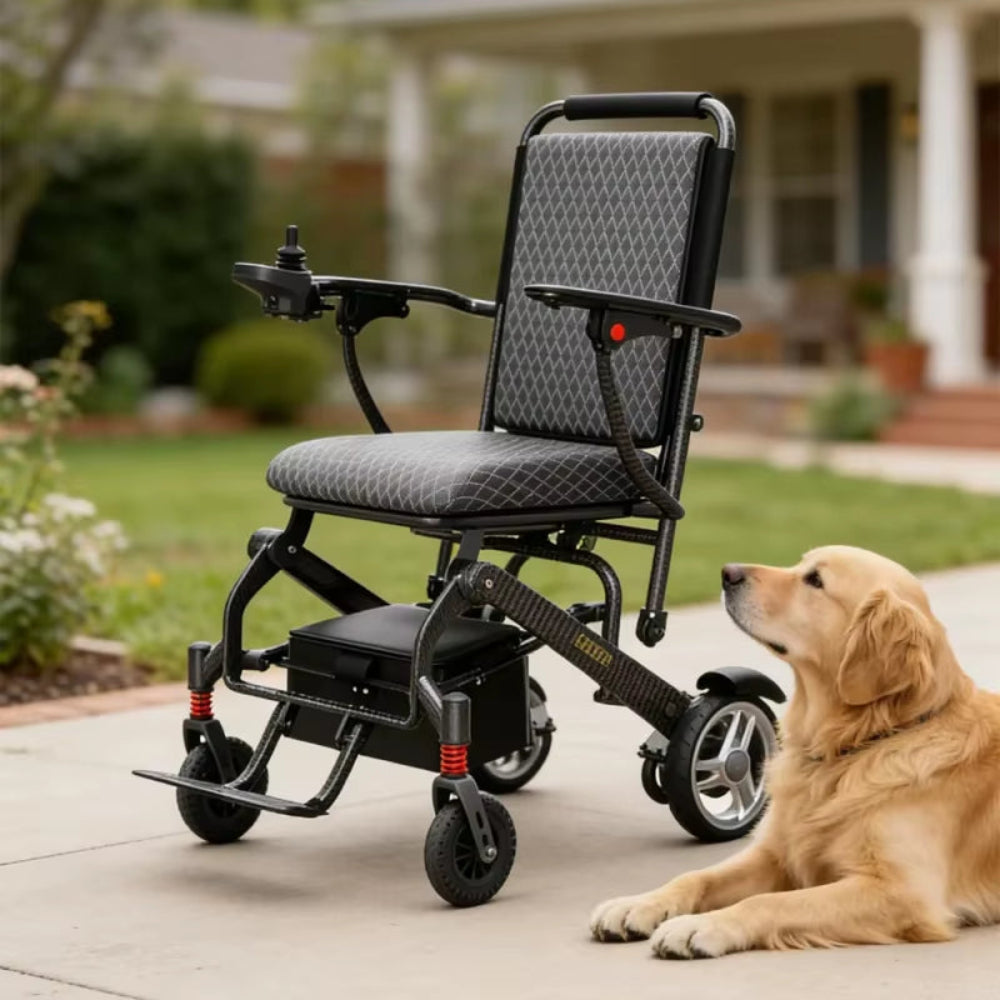 2026 Top Selling Carbon Fiber Electric Wheelchair Factory Price Ultra Light Folding Design with Removable Battery