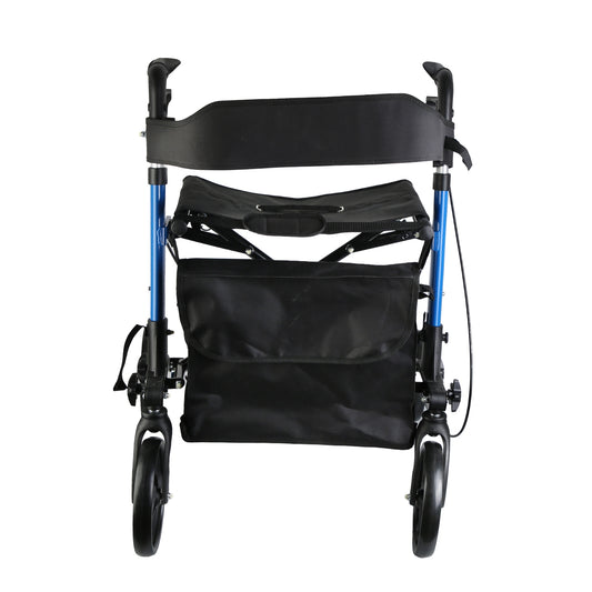 1Pc Aluminum Rollator Walker with Seat Backrest Foldable Rolling Walker with 220LBS Max Load 31-36In Adjustable Height 8In Wheels for Seniors Mobility