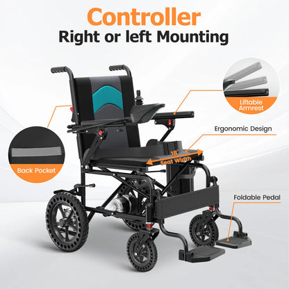 Portable Electric Wheelchair Lightweight Foldable for Adults Seniors