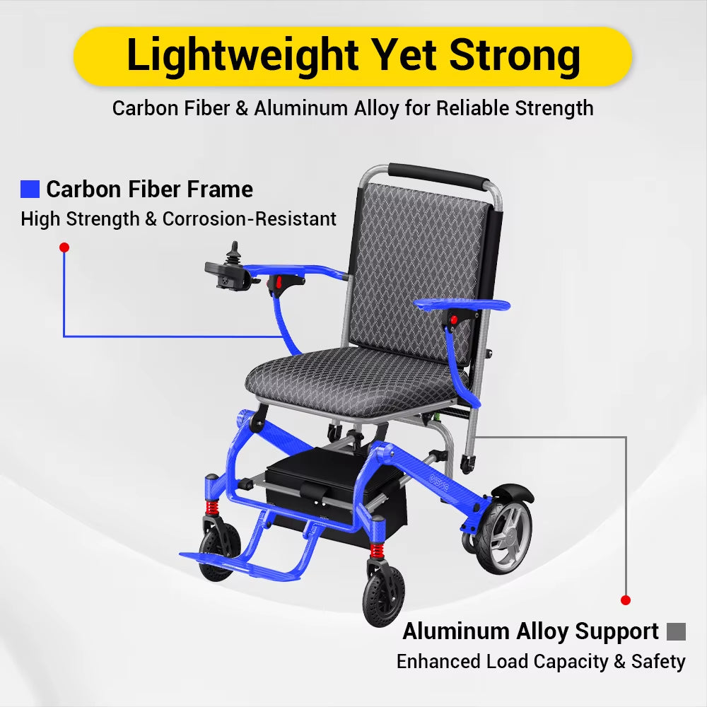 2026 Top Selling Carbon Fiber Electric Wheelchair Factory Price Ultra Light Folding Design with Removable Battery
