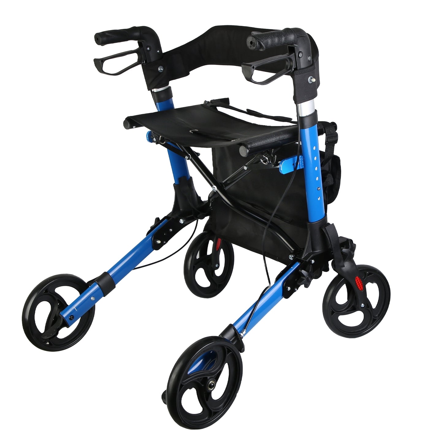 1Pc Aluminum Rollator Walker with Seat Backrest Foldable Rolling Walker with 220LBS Max Load 31-36In Adjustable Height 8In Wheels for Seniors Mobility