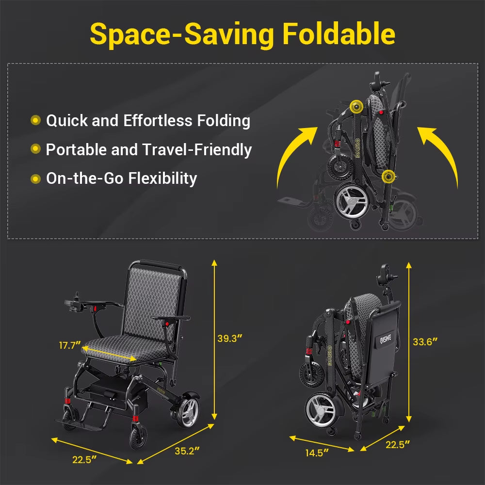2026 Top Selling Carbon Fiber Electric Wheelchair Factory Price Ultra Light Folding Design with Removable Battery
