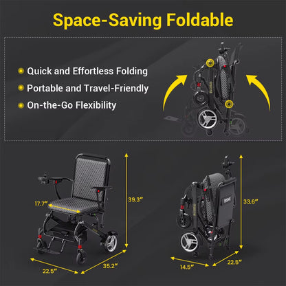 2026 Top Selling Carbon Fiber Electric Wheelchair Factory Price Ultra Light Folding Design with Removable Battery