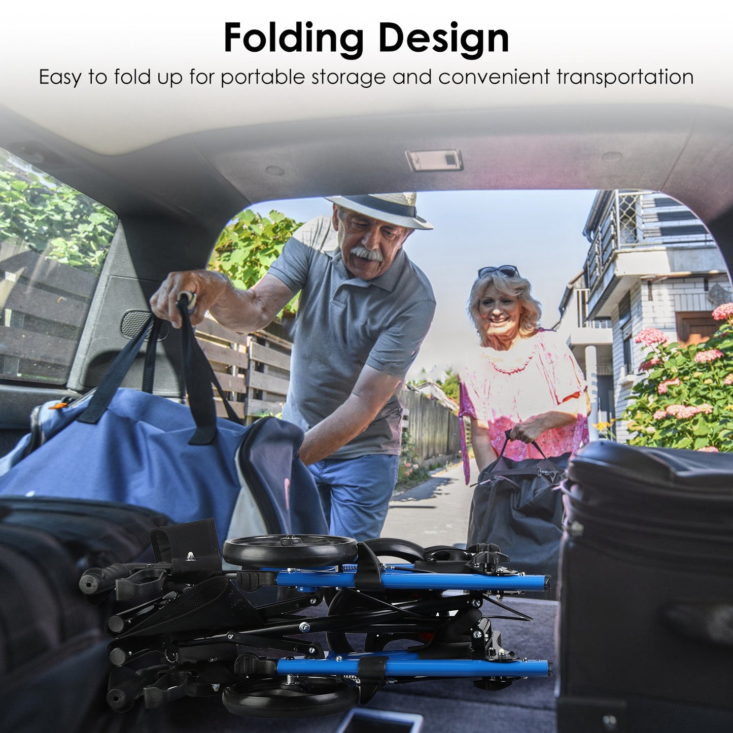 1Pc Aluminum Rollator Walker with Seat Backrest Foldable Rolling Walker with 220LBS Max Load 31-36In Adjustable Height 8In Wheels for Seniors Mobility