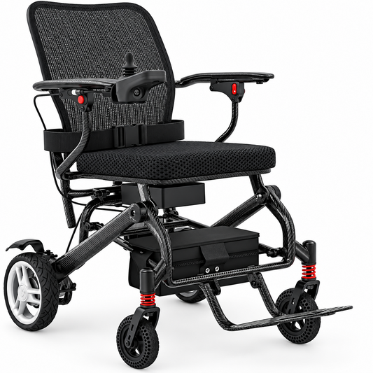 30Lbs Carbon Fiber Electric Wheelchair for Adults, 15 Miles Ultra Lightweight Foldable Motorized Wheelchair,Intelligent Travel Power Wheelchair, Portable Airline Approved,Black