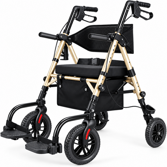 Foldable Walker for Seniors with Seat, 25Lb Lightweight Rollator Wheelchair